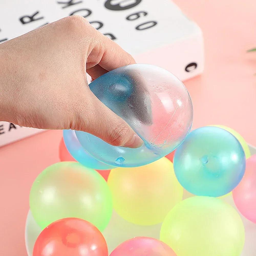 1-4Pcs Luminous Balls High Bounce Glowing Ball Sticky Wall Home Party Decor Kids Adult Gift Anxiety Stress Relieve Toy 4.5Cm/6Cm