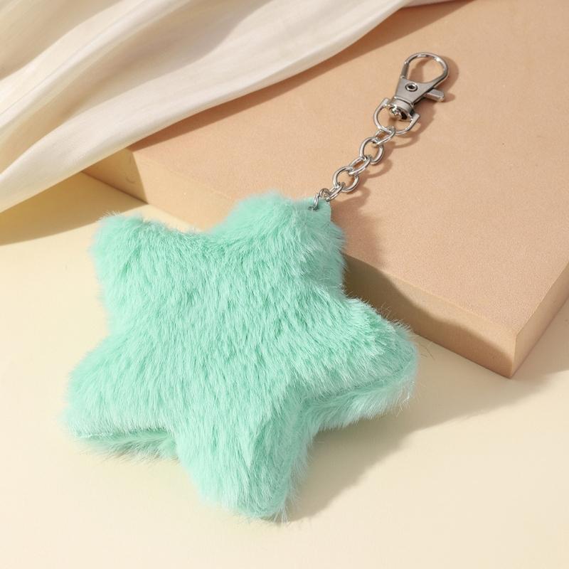 Cute Plush Five-pointed Star Charm Keychain Soft Stuffed Ornament Keyring Lovely Pendants for Purse Bag Backpack Handbag