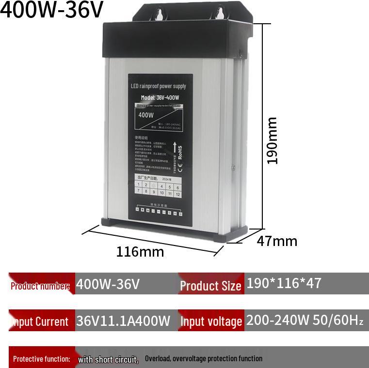 Weather-Resistant 12V/24V High-Power Transformer with Waterproof Switching Power Supply