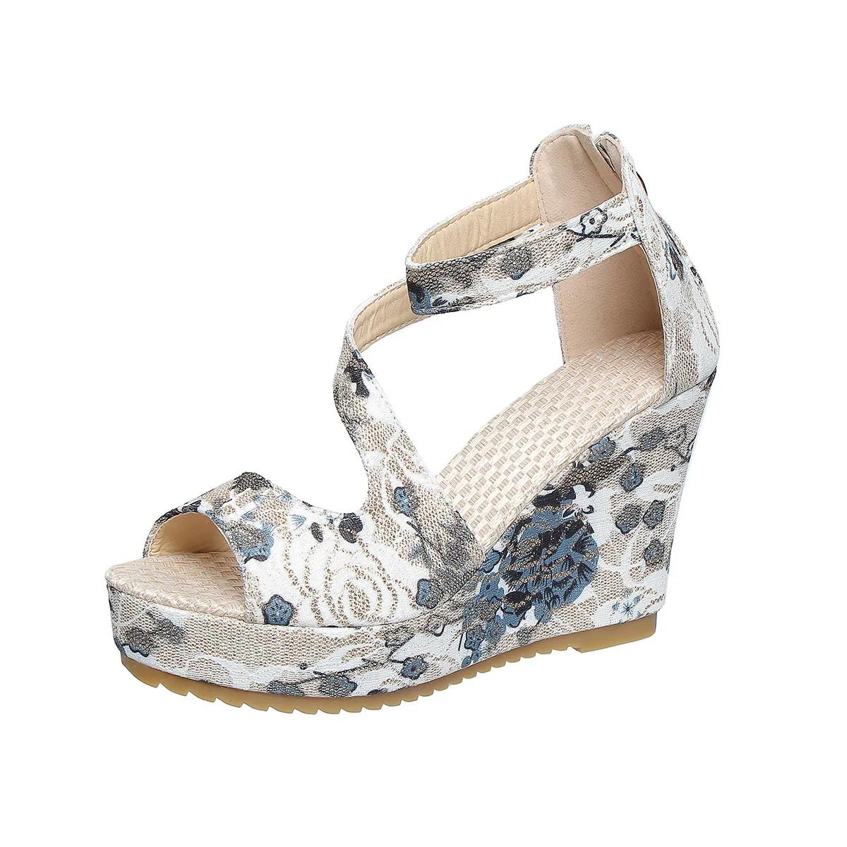 

Женские босоножки на танкетке 2024 Летняя мода Босоножки с открытым носком Большие размеры Сексуальные босоножки с закрытым носком Платформа Повседневная обувь для женщин 36 чёрный