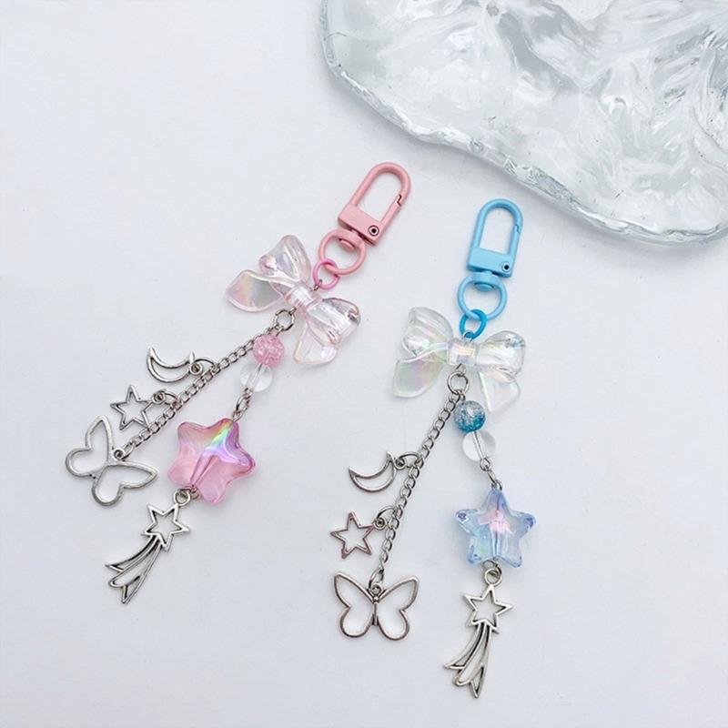 Cute Bowknot Pendant Keychain Dolphin Phone Charm Stylish Beaded Keychain Elegant Bag Pendant Suitale for Daily Use