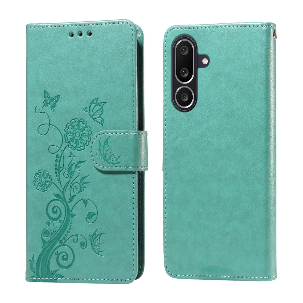 For Samsung Galaxy M56 5G Leather Case Butterfly Floral Imprint Wallet Stand Cover