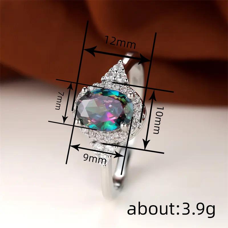 Colorful niche luxury wax inlaid ring, oval triangle explosion ins style exquisite model