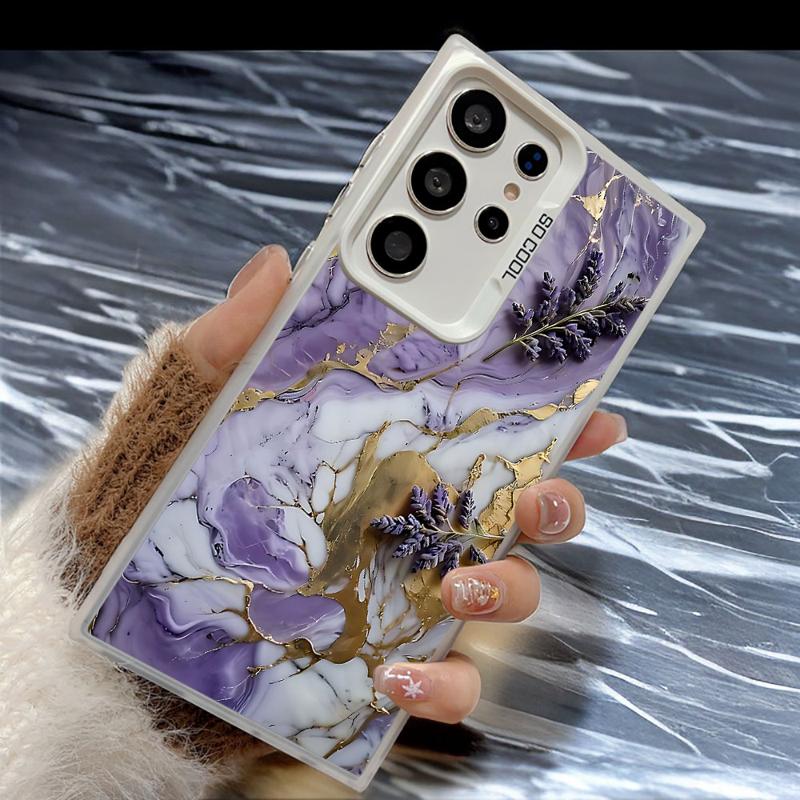 Flower Marble Phone Case for Samsung Galaxy S24Ultra S23 FE Note 20 Ultra S20 S21 S22 Plus S20fe S23Ultra 5G Silicone Soft