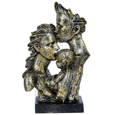Anne & Baba Çocuklu Sevgi Heykeli Ev Dekorasyonu ve Hediye İçin Sergilik, M, Bronz