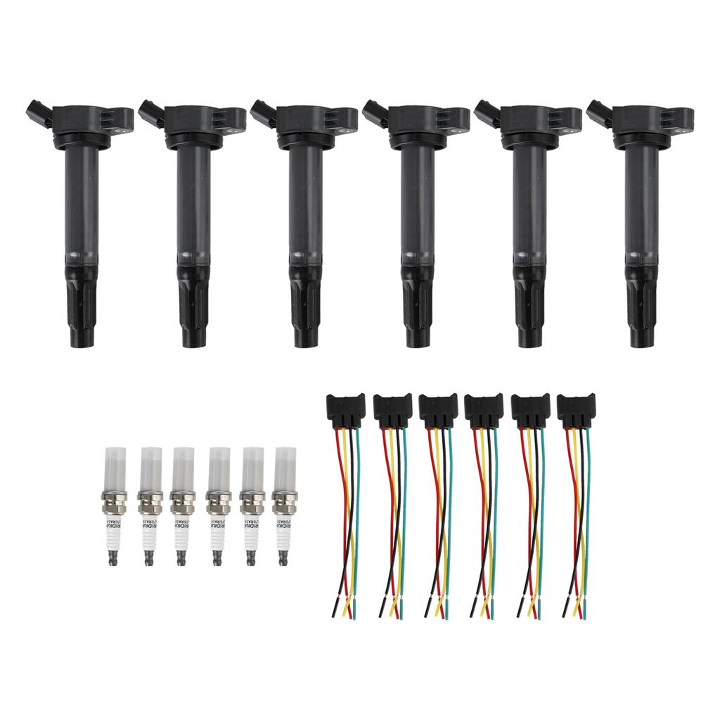 6 Ignition Coils+Connectors+Spark Plug UF487 90919-02251 For Toyota Sienna 3.5L