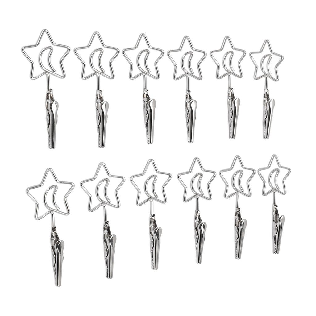 12pcs 2.8in Double Headed Memo Clip Metal Card Holder Wire Photo Clamp for Hanging Photo Display