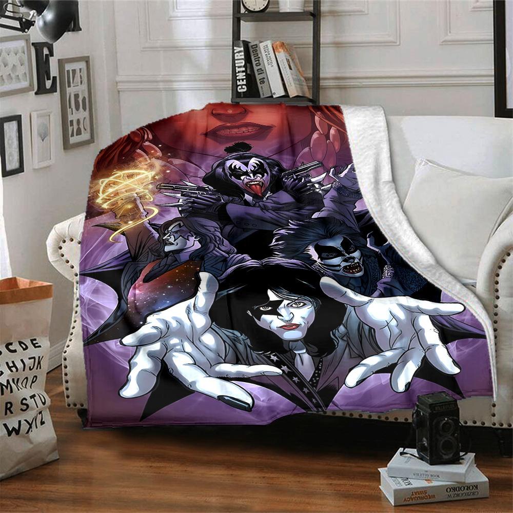 1pc KISS Band Flannel Blanket, Soft Skin Friendly with Digital Printing, Various Sizes Available for Family, Friends, Birthday