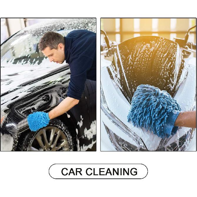 BBTO 5 Pieces Car Wash Mitts Chenille Microfiber Wash Mitts Double Sided Scratch-Free