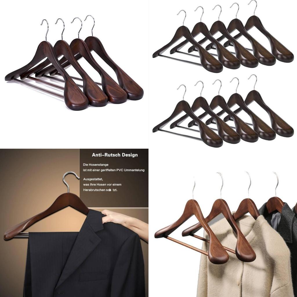 Heavyduty Wooden Clothes Hangers With Retro Style For Garment Display And Storage