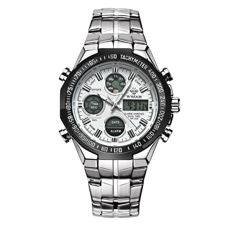 Wwoor Grip Love Men S Sports Watch, Multi-Functional Waterproof Watch, Electronic Dual Display Watch, Dual Movement Hand