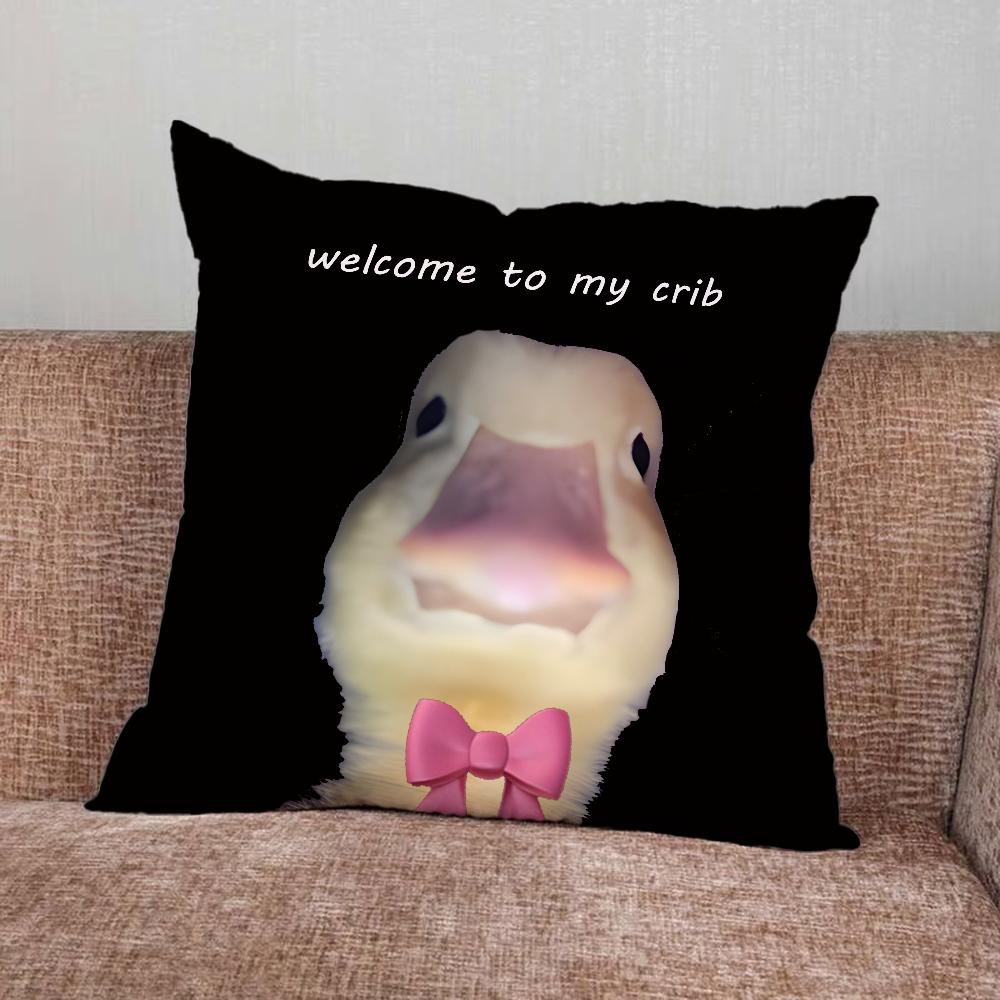 Welcome To My Crib Duck Pillow Case For Home Bedroom Car Office Decoration Living Room Sofa Cushion Cover Suitable