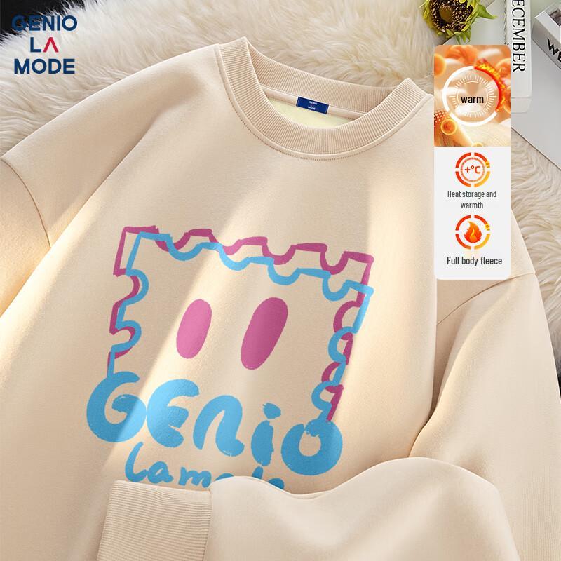 GENIOLAMODE Herren Fleecegefüttertes Sweatshirt mit Buchstabenprint
