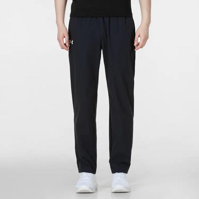 Under Armour Solid Color Stand Collar Zipper Long Sleeve Mid Waist Elastic Pants Casual Sports Suit Men Suit Black 21600409-001+22500706-001