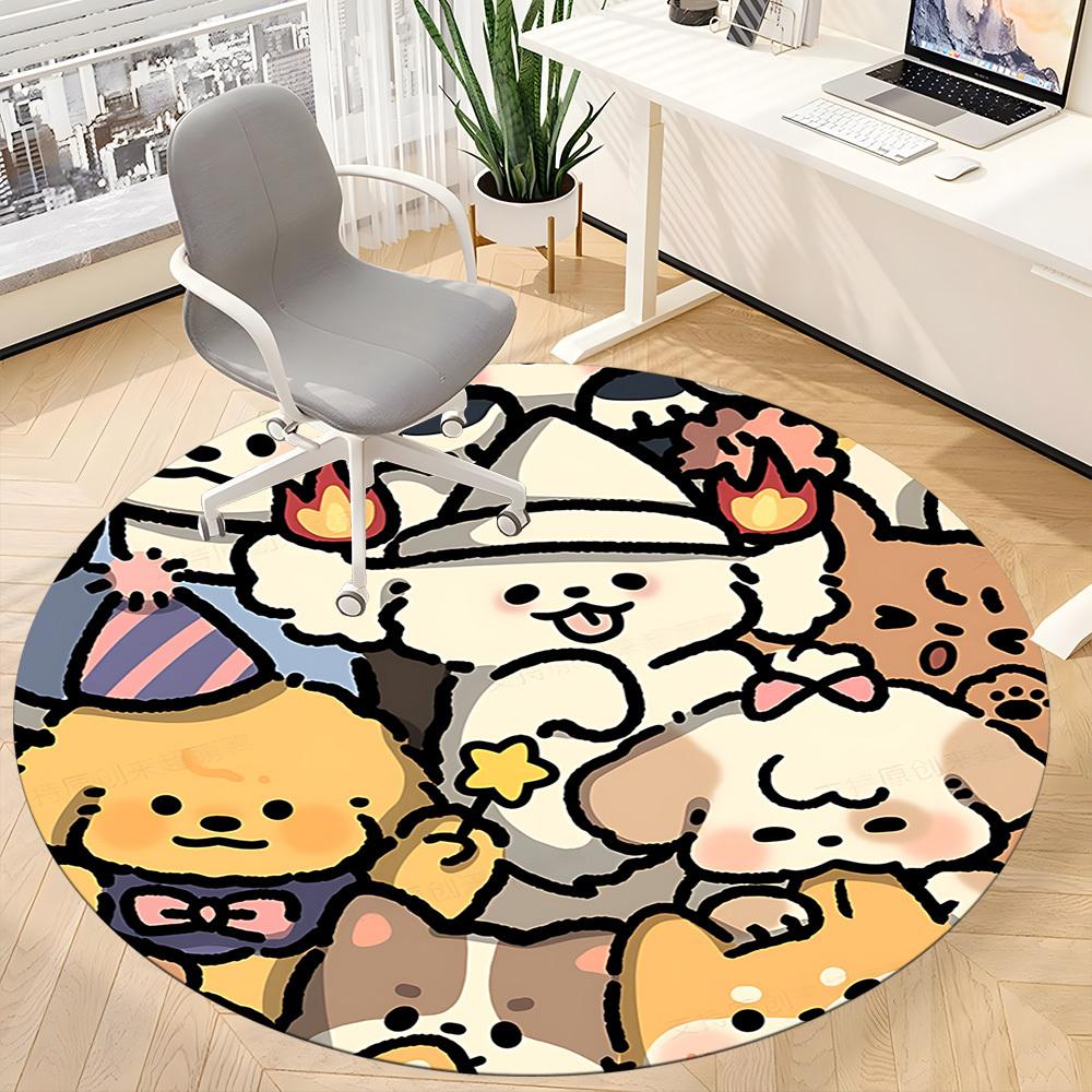 1pc Cute Animals Chair Carpet for Office, Soft, Non-Slip Polyester Mat, Office, Living Room, Bedroom, Durable Polyester yy251207167