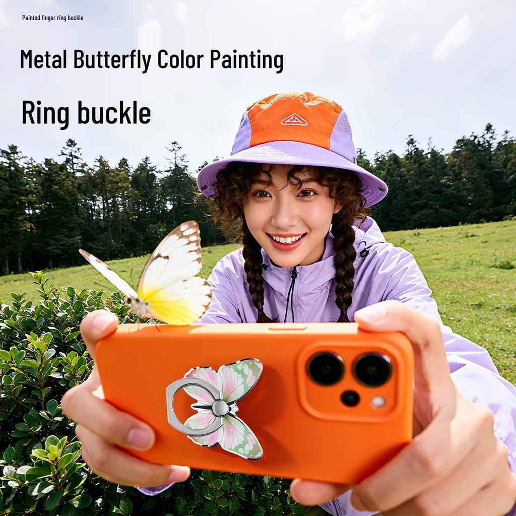 All-Metal Butterfly Ring Holder: Strong Adhesive Universal Phone Stand