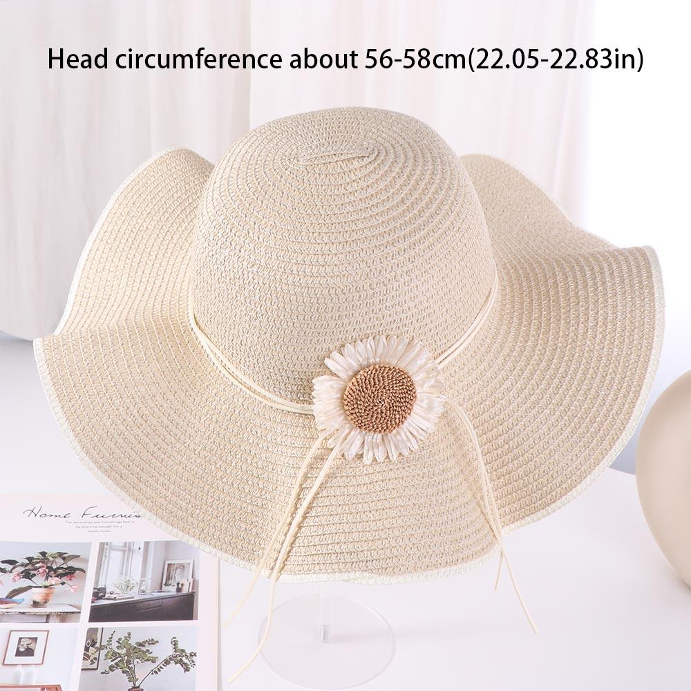 Spring Summer Bohemian Straw Hat Wide Brim Women's Sun Hat Trendy Folding Straw Hats  Girls