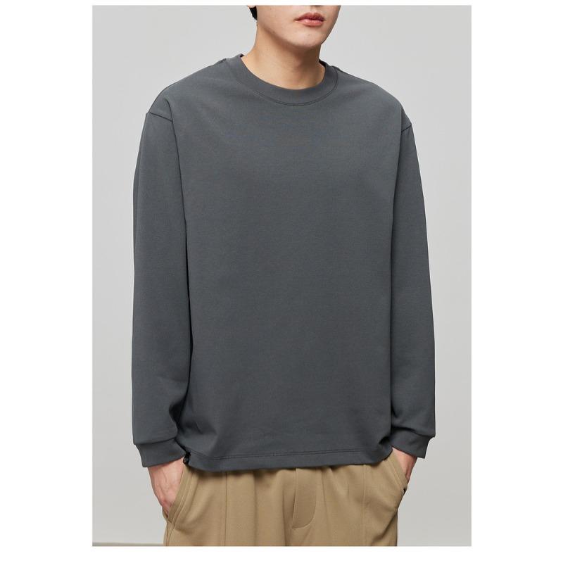 

Мужская футболка с длинным рукавом белого цвета с круглым вырезом для весны и осени, новая однотонная простая базовая футболка 3XL серый