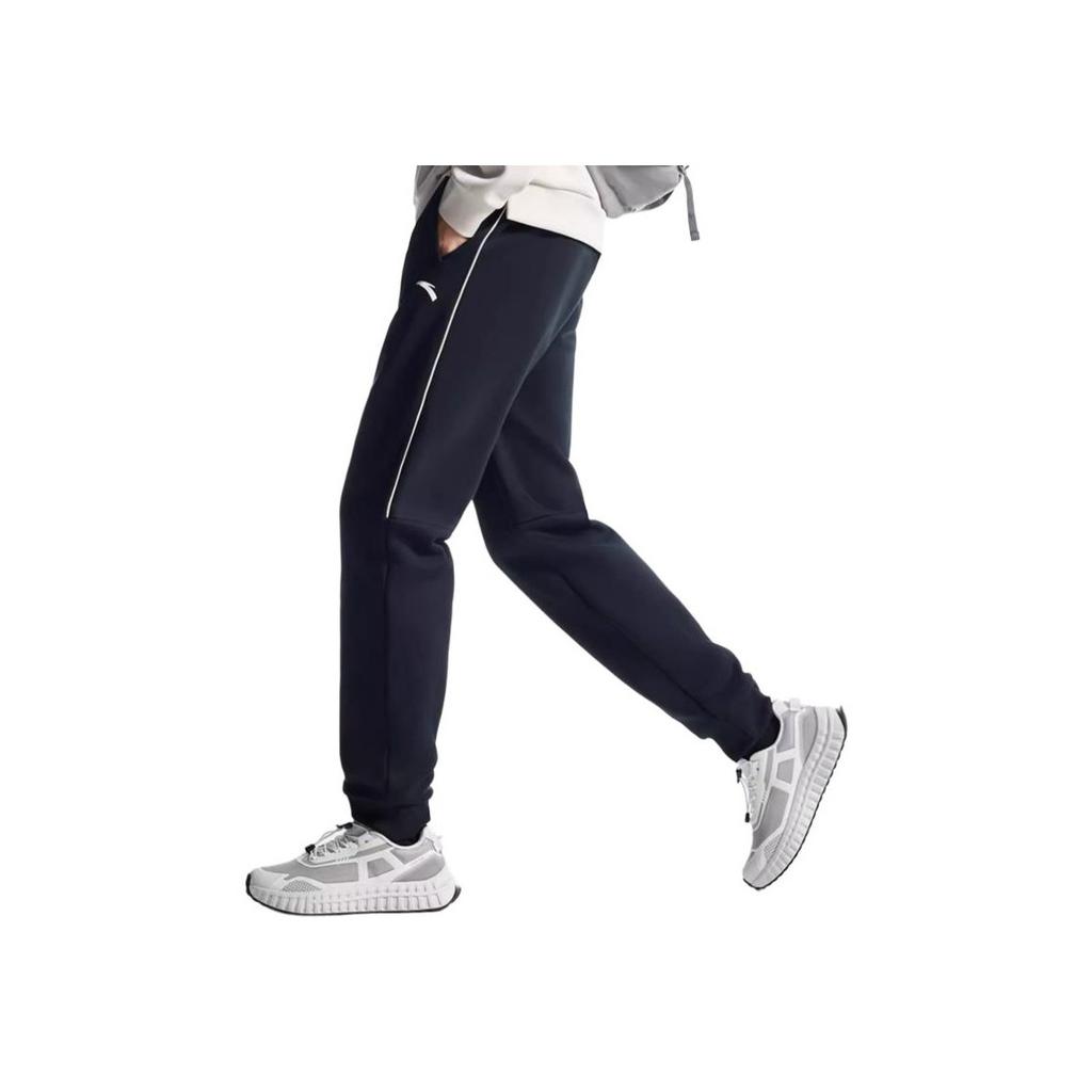 Anta Comfortable Casual Simple Design Tapered Fleece Knit Sports Pants Men Bottoms Basic-Black 952447309-4