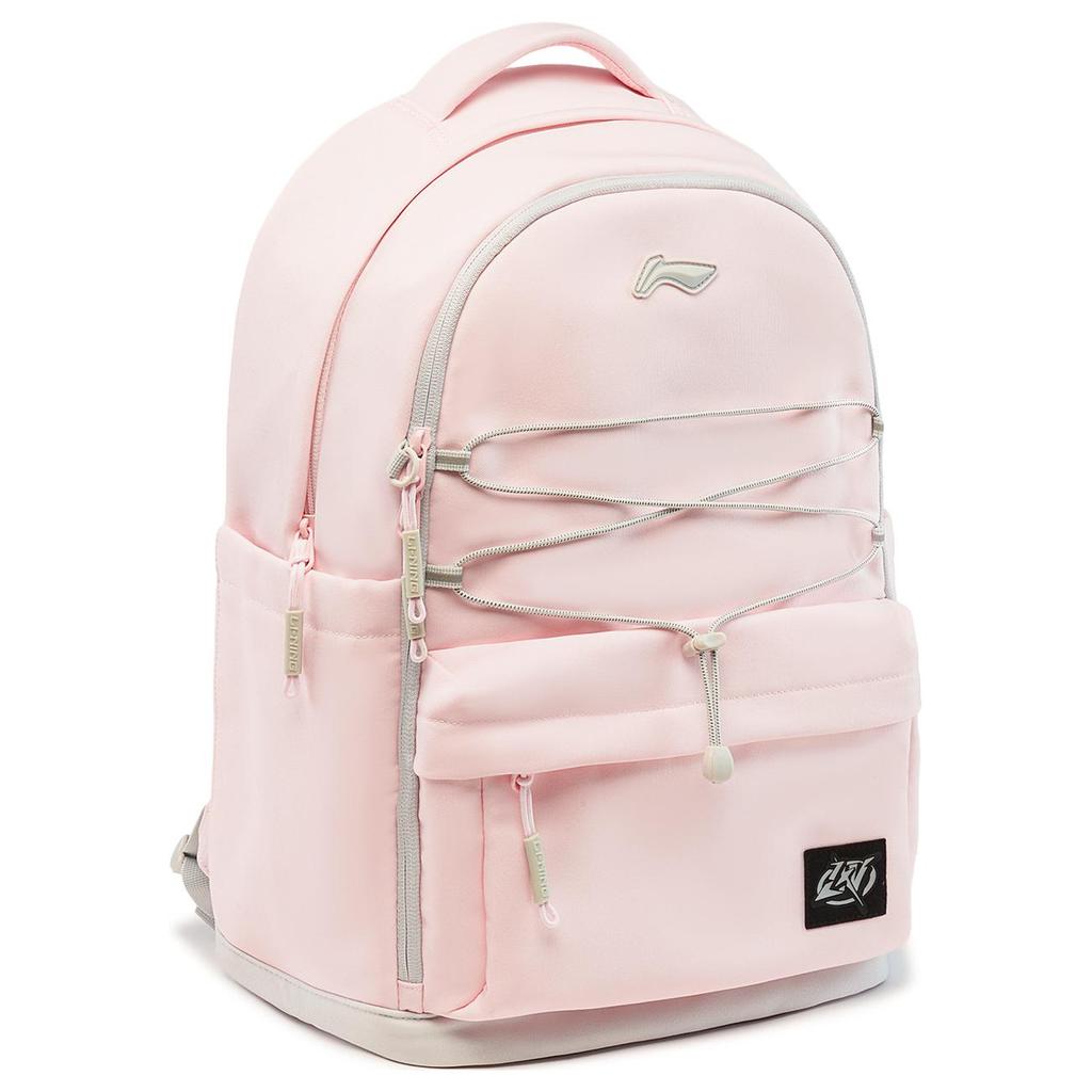Li Ning Childrens Fashion Casual Polyester Logo Backpack Kids Backpack Light-Rose-Pink YBSU071-4
