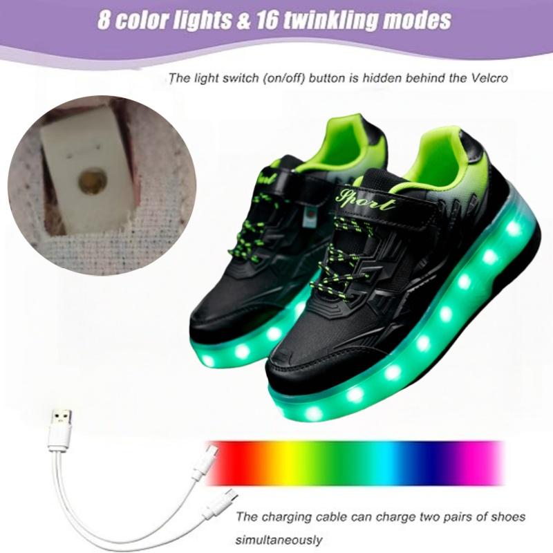 LED Lights Kids Roller Skate Shoes Deformation Boys Girls Sneakers With 2 Wheels Sport Outdoor Parkour Children Adults Sneaker