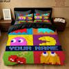 Custom Name,Pac Man Pattern Bedding Home Decoration Birthday Gift ( 1 Duvet Cover + 2 Pillowcase, Without Core),fan Merchandise.