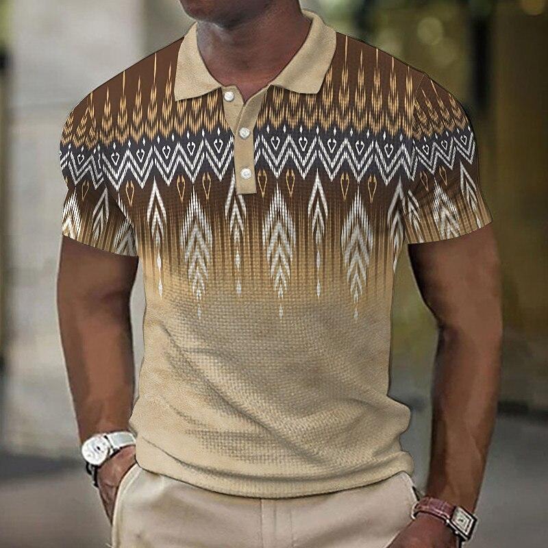 

Простая полосатая модель с градиентом, 3D цифровая печать, мужская удобная рубашка поло 6XL