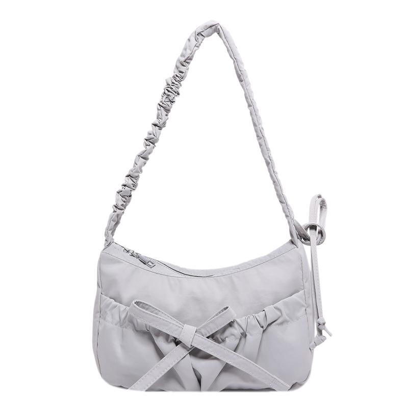 Women Casual Underarm Bag with Ruched Drawstring Strap Bow Ladies Outdoor Bag