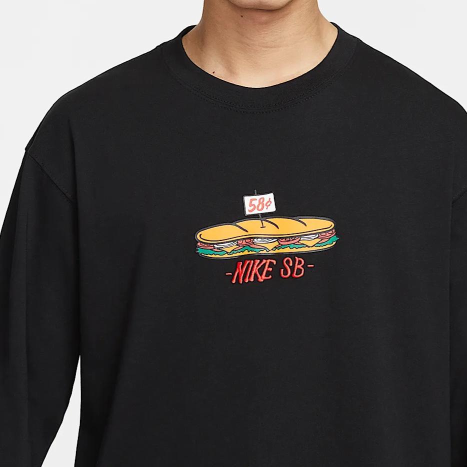 Nike SB American Vintage Soft Comfortable Loose Fit Drop Shoulder Casual Long Sleeve T-Shirt Men Tops Black HJ0807-010