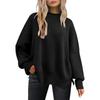 2025 Women's Round Neck Batwing Long Sleeve Knit Sweater with Exposed Seam and Side Slit