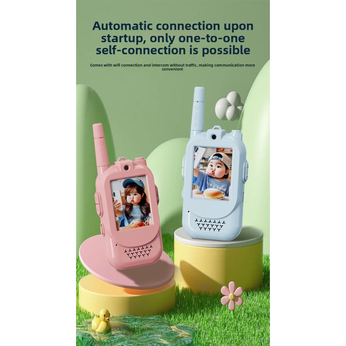 

Children s Video Intercom Walkie Talkie Long-Distance Outdoor Toy Cute kids Interaction Rechargeable Set 2PCS Pink + Blue