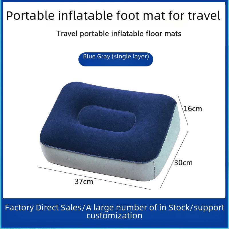 Inflatable PVC Flocked Travel Foot Rest for Car and Airplane
