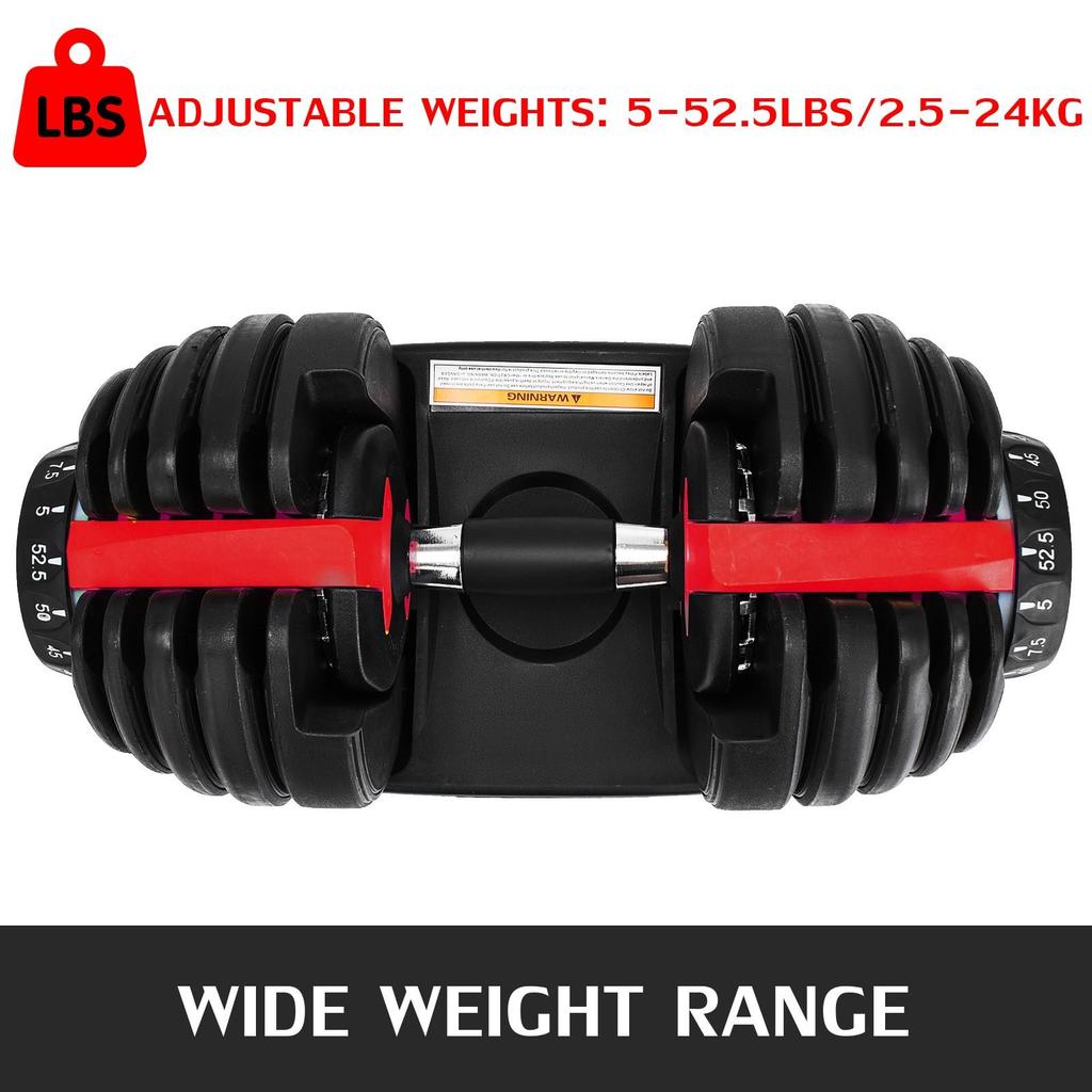 Adjustable Dumbbells 24kg / 52.5-pound Short Barbell Quick Choice for Home Gym Workouts