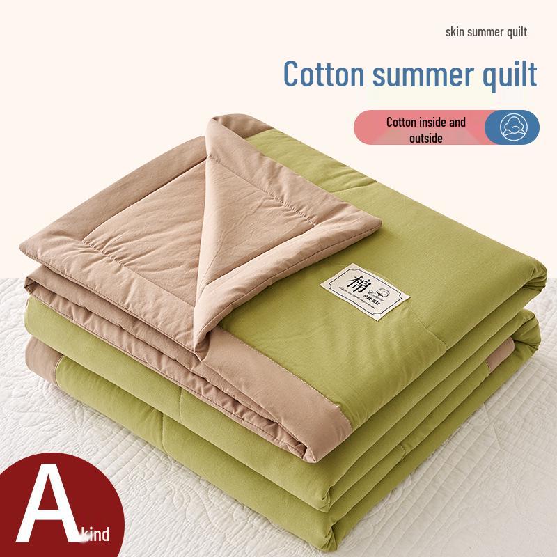 Cotton Solid Color Summer Quilt - Lightweight & Breathable for Dorms and Homes