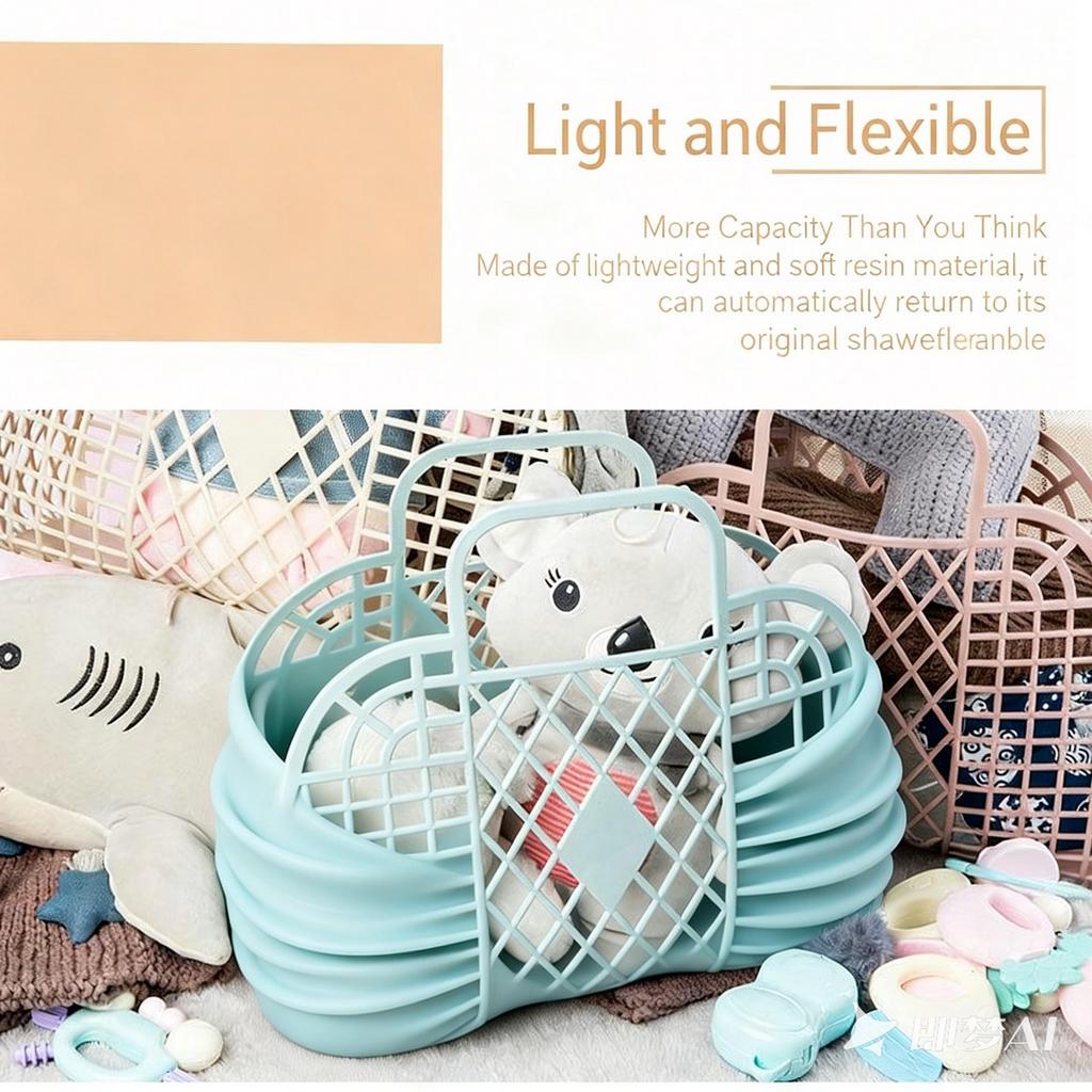 Plastic Hollow Shopping Storage Basket, Foldable Bath Basket, Fruit Basket