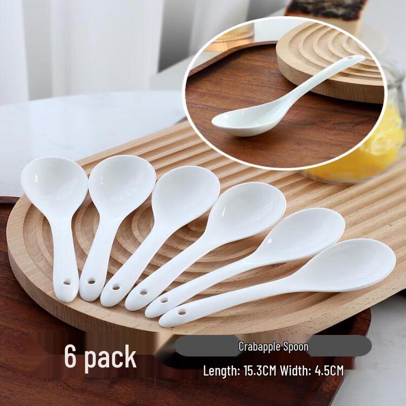 UOSO Pure White Ceramic Long-Handle Spoons