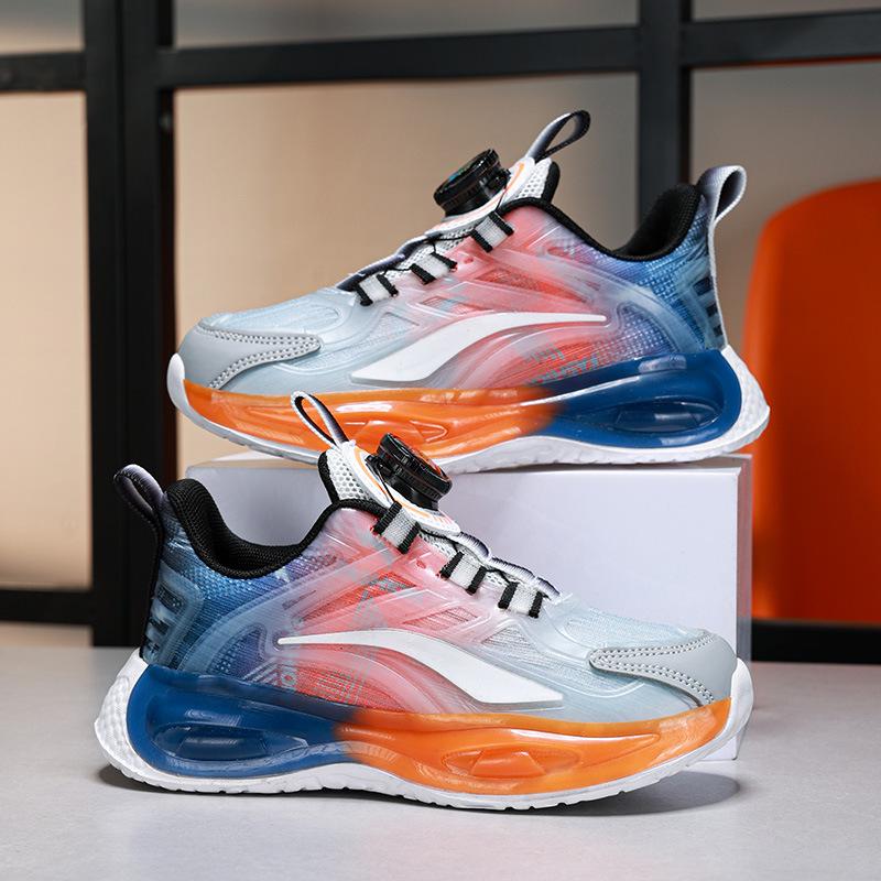 Boys  2025 Spring Mesh Running Shoes with Rotating Buckle - Breathable, Sporty Design for Medium and Large Children Size 32