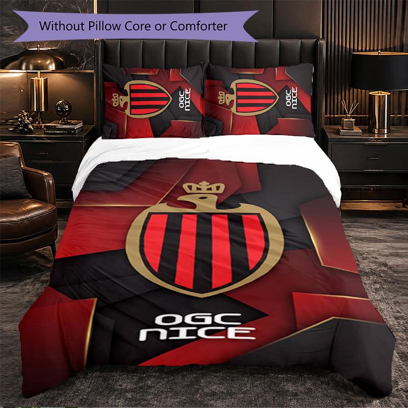 OGC Nice FC Themed Bedding 3Pcs Duvet Cover Set Decorative Bed Linen For Teen Room Home Decoration