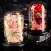 Led Illuminated Preserved Roses Eternal Flower Bouquet Elegant Led Light Glass Dome Eternal Rose Bouquet Romantic for Women
