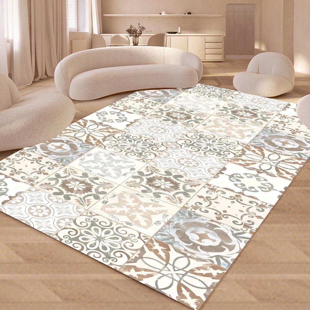 Retro French Plaid Carpet for Living Room Modern Simple Kitchen Bathroom Doormats Easy To Clean Floor Mat Home Sofa Bedroom Rugs