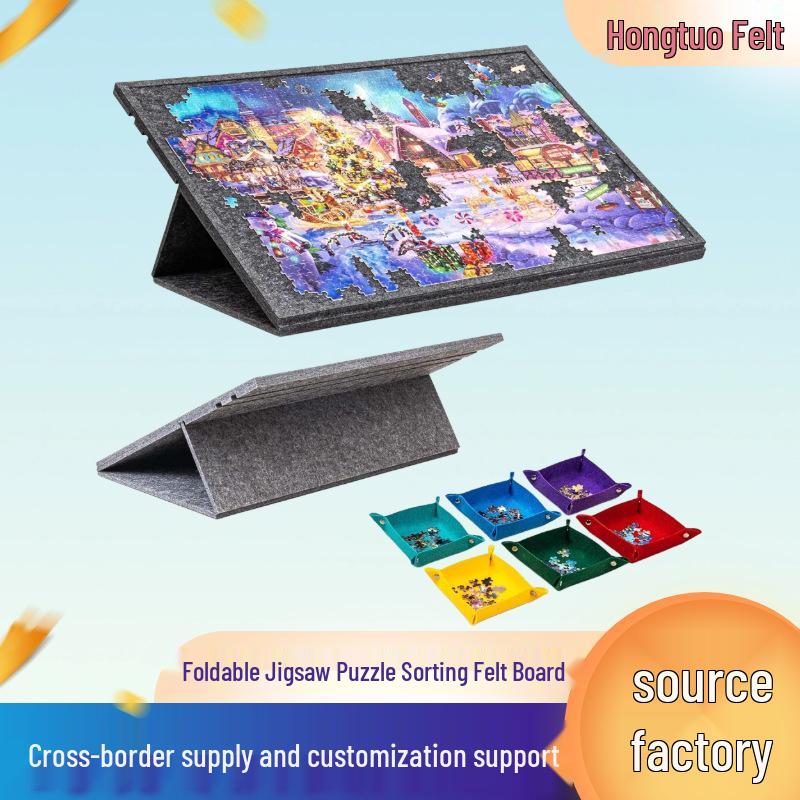 Children's Foldable Felt Puzzle Board with Stand and Lid