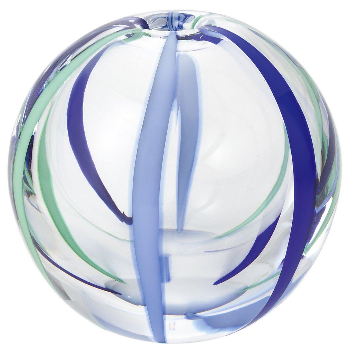 

Aderia Tsugaru Glass Vase, Irodori (Colored Handball) Natsuzora (Summer Sky) Design, Made in Japan, Gift Boxed. Stylish Glass Vase for Dried