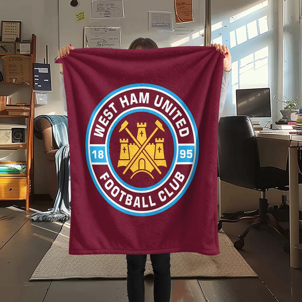 1 Peça Manta de Flanela com Estampa do West Ham United, Alta qualidade Todas as Estações, Decoração de Casa, Calor e Conforto, Perfeita para Presentes de Natal