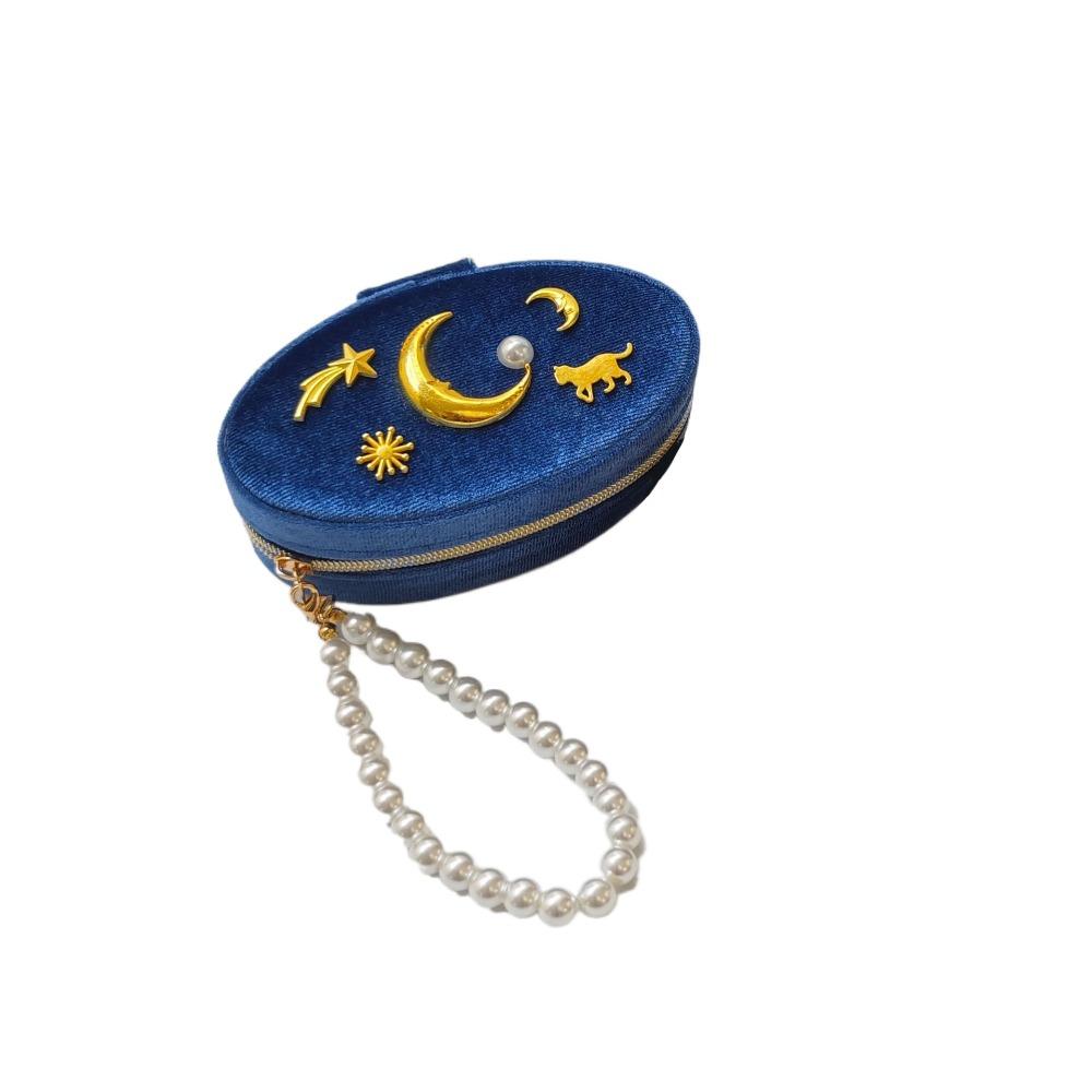

Mini Jewelry Storage Box Pearl Keychain Bracelet Carrying Case Luxury Finger Ring Box Gifts темно-синий