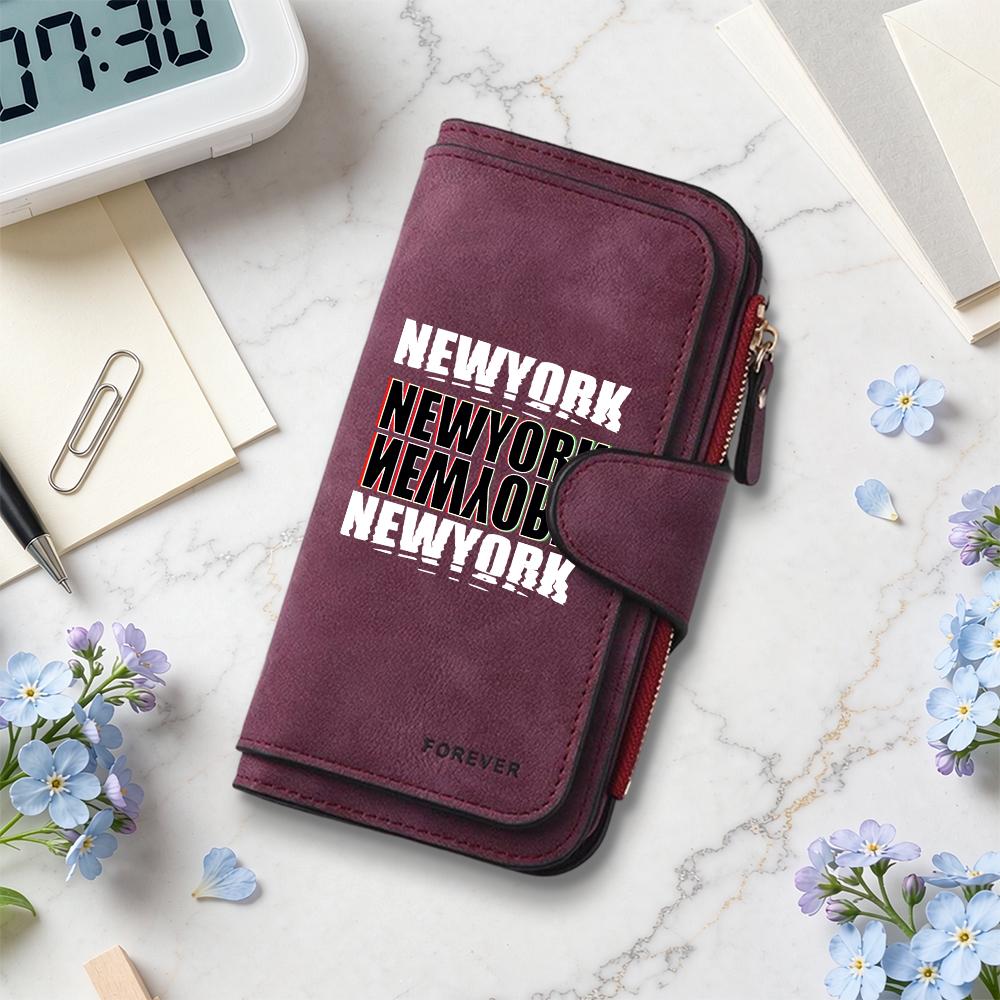 New York Printed Long Wallet Multicard Slots Casual Fashion Portable Purse