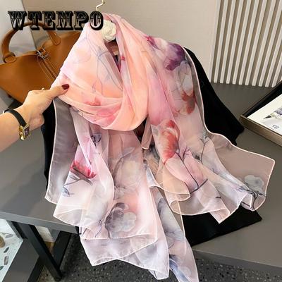 Fashion Floral Printed Chiffon Scarf Shawl for Women Summer Thin Neckscarf Beach Shawls Wrap Female Veil Pashmina Hijab