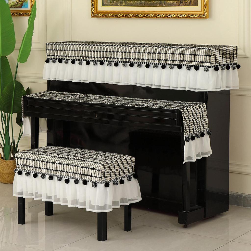 Nordic Luxury Simple Piano and Stool Dust Cover Set