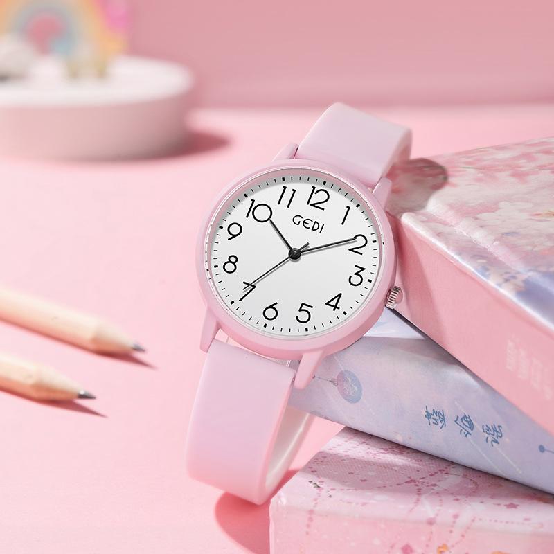 Simple Middle School Student Exam Special Watch Candy Color Waterproof Silicone Watch Women'S High Value Quartz Watch