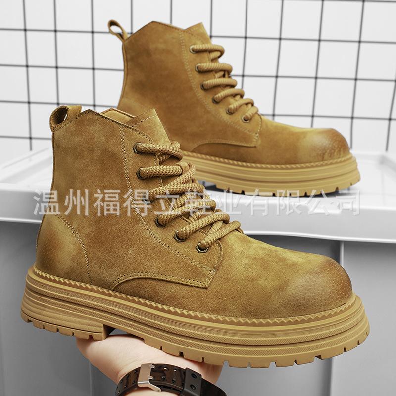 Retro Martin Boots Men's Autumn Short Boots Versatile Big Yellow Boots British Style Thick-soled Wear-resistant Boots