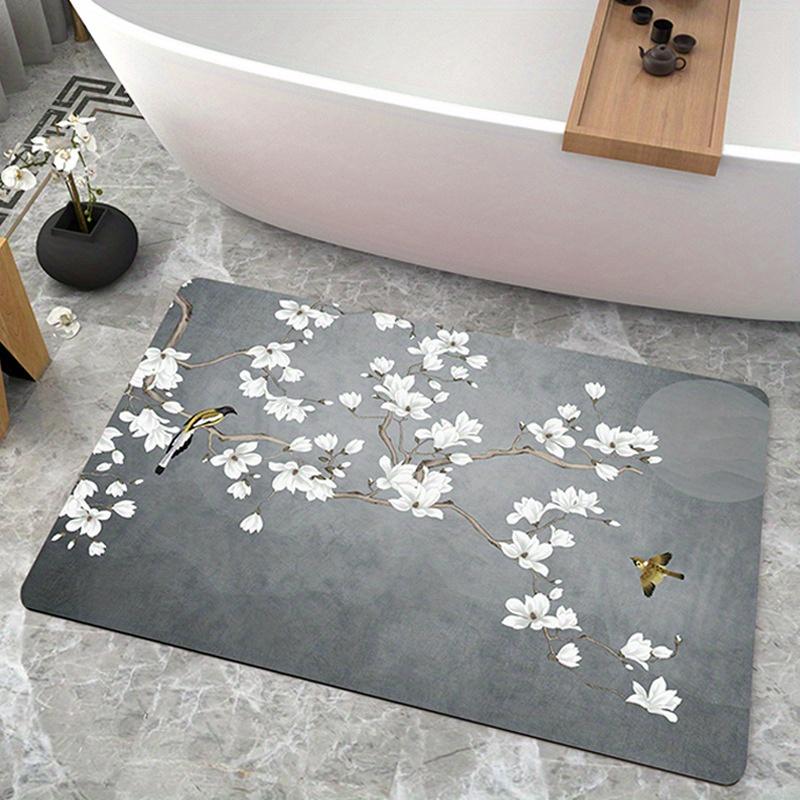 

Non-Slip Diatom Mud Bath Rug with Flower Pattern Quick Drying Floor Carpet for Home Kitchen Bathroom Absorbent Mat Door Mats 30x40Diatomud